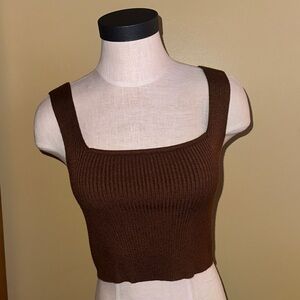 SHEIN Brown Ribbed Crop Top